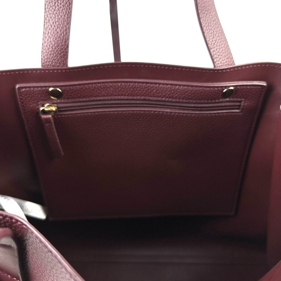 Rachel Zoe Tote Bag Burgundy Faux Leather Double Handle Handbag New - Picture 6 of 15